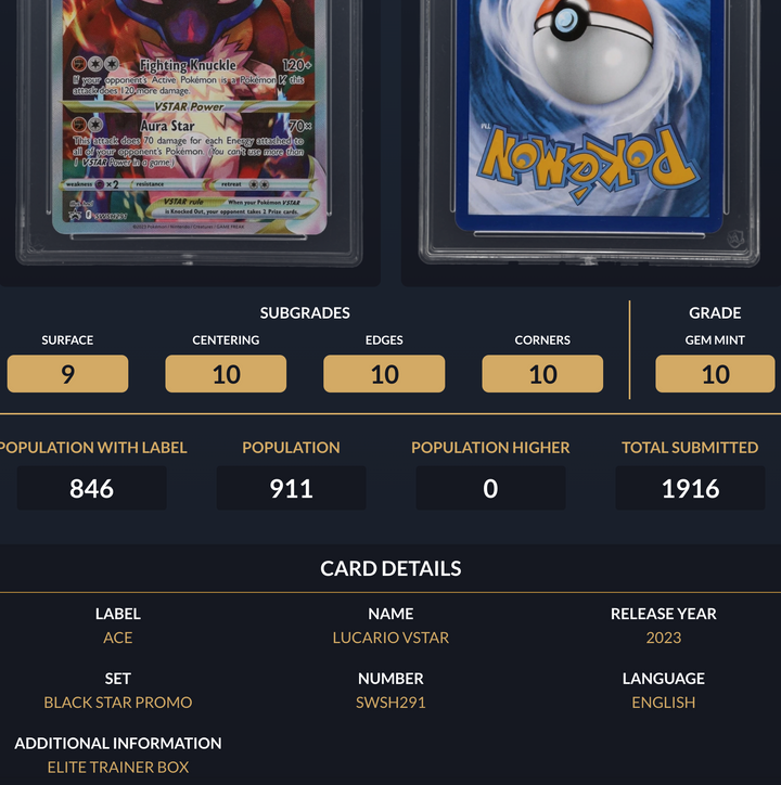 Pokemon Graded Card - Lucario VSTAR SWSH291 Promo - Ace Gem Mint 10 (591681)