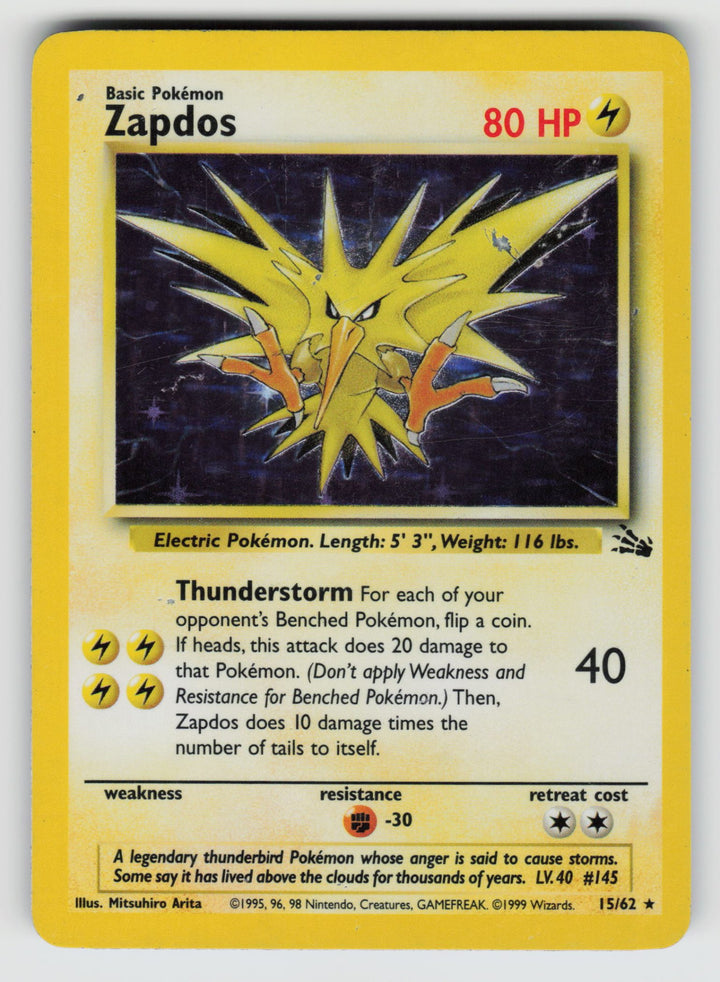 Zapdos (15) | Heavily Played / English / Unlimited Holofoil
