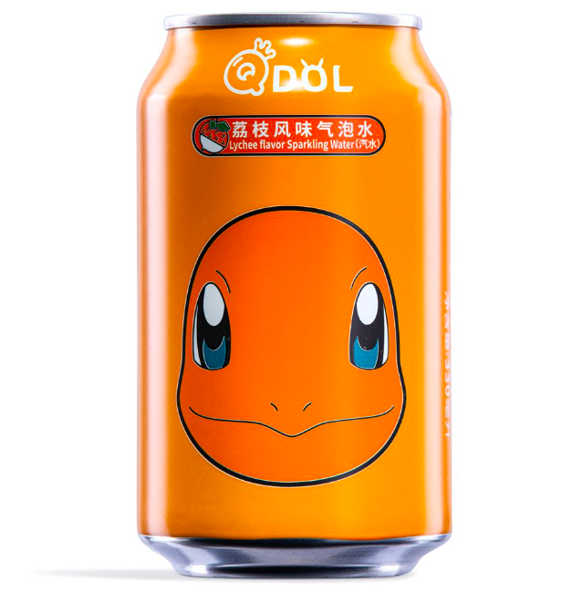 QDOL Lychee Flavour Sparkling Water - Pokemon Charmander