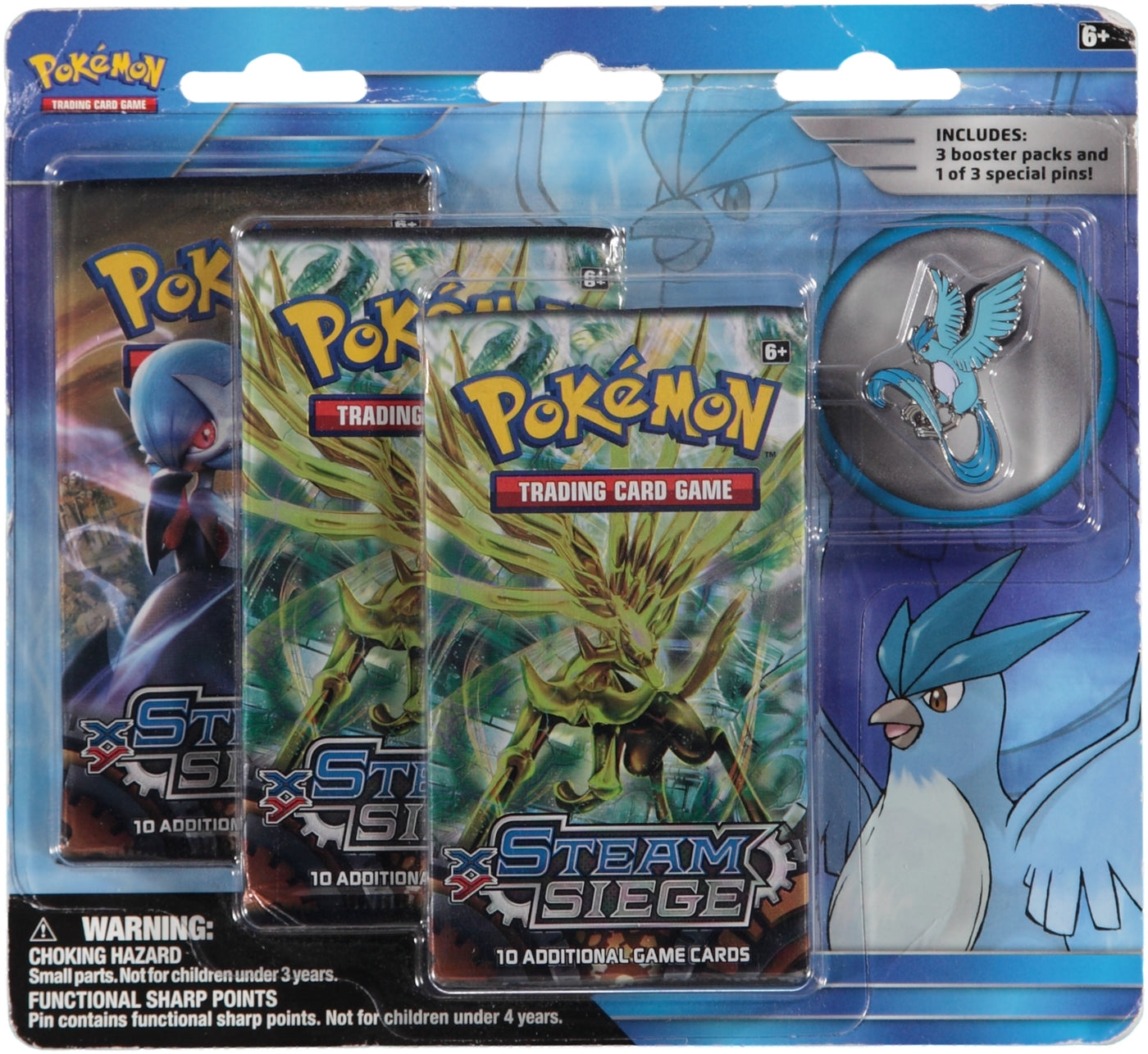 Pokemon TCG XY Steam Seige Triple Booster Pack w/pin Articuno