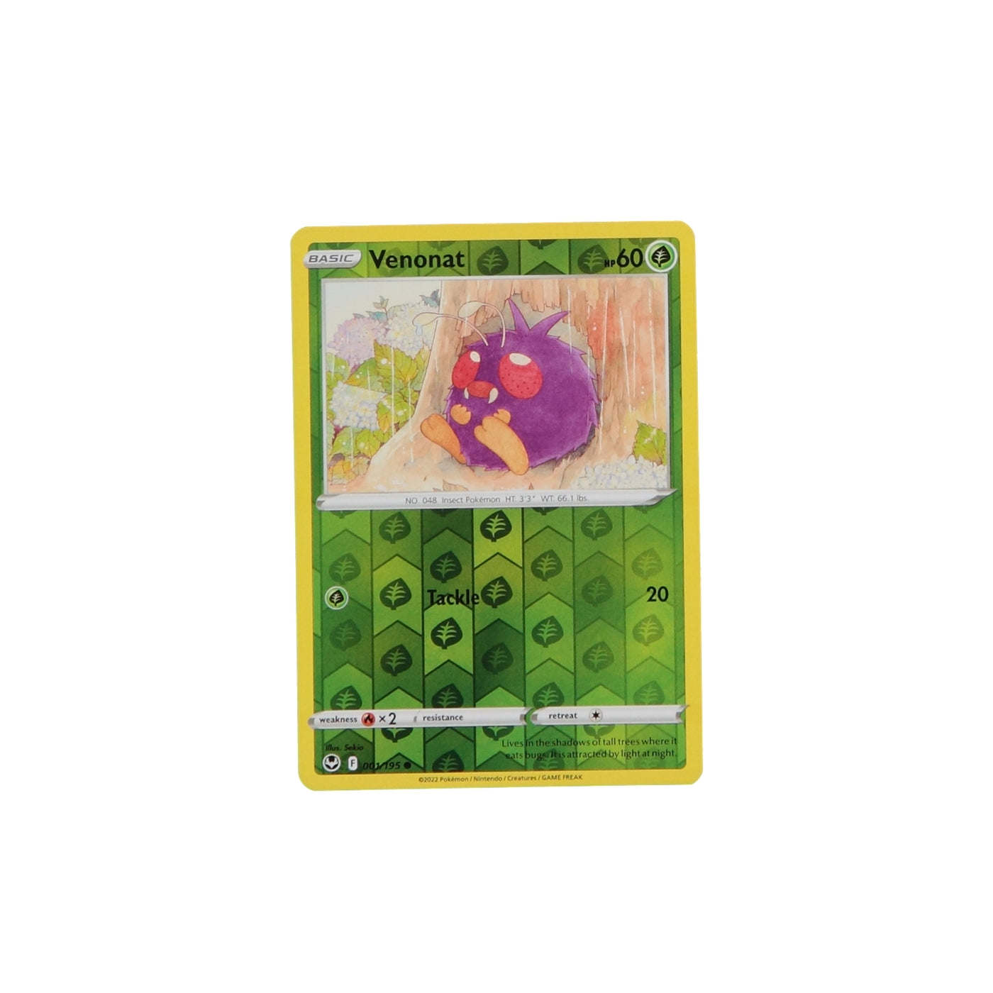 Pokemon TCG Silver Tempest 001/195 Venonat Rev Holo Card