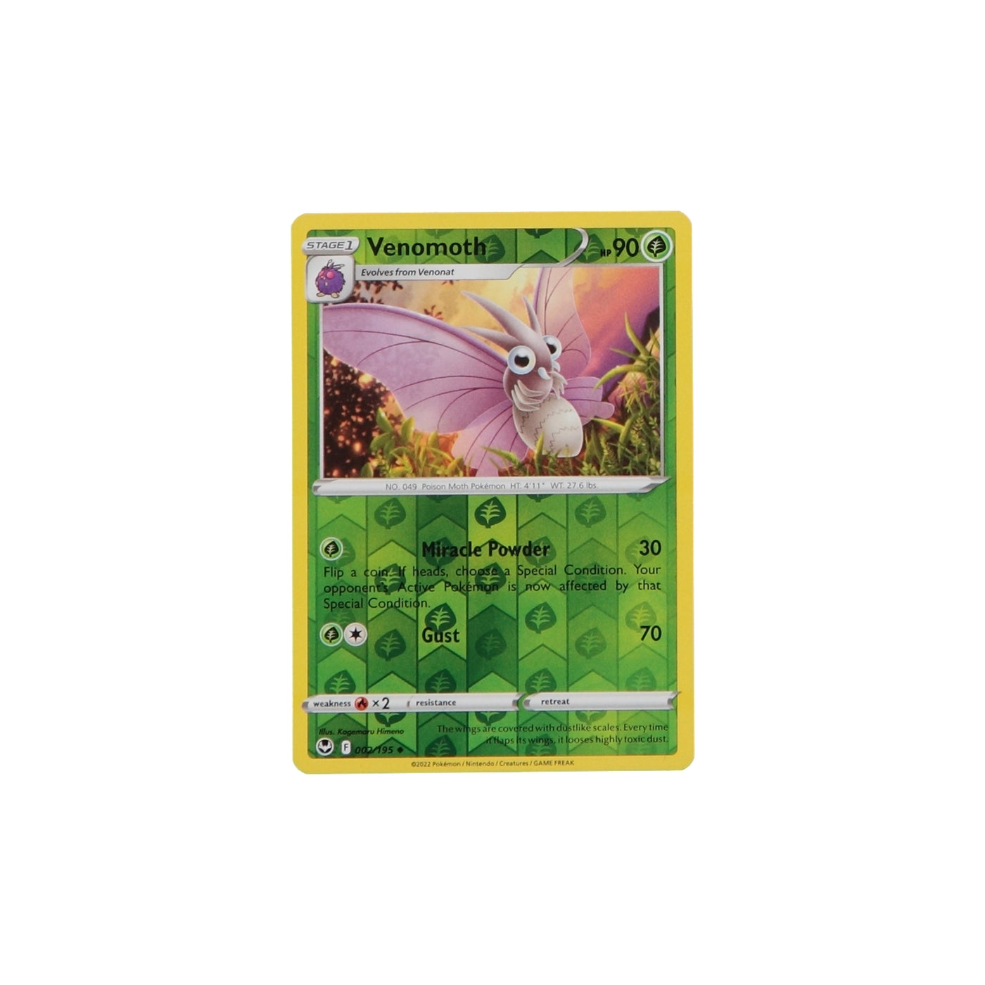 Pokemon TCG Silver Tempest 002/195 Venomoth Rev Holo Card