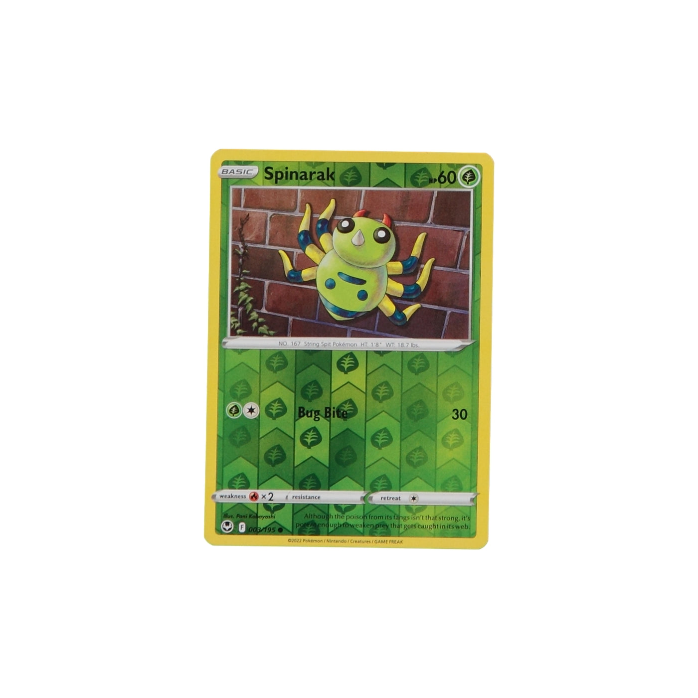 Pokemon TCG Silver Tempest 003/195 Spinarak Rev Holo Card - stylecreep.com