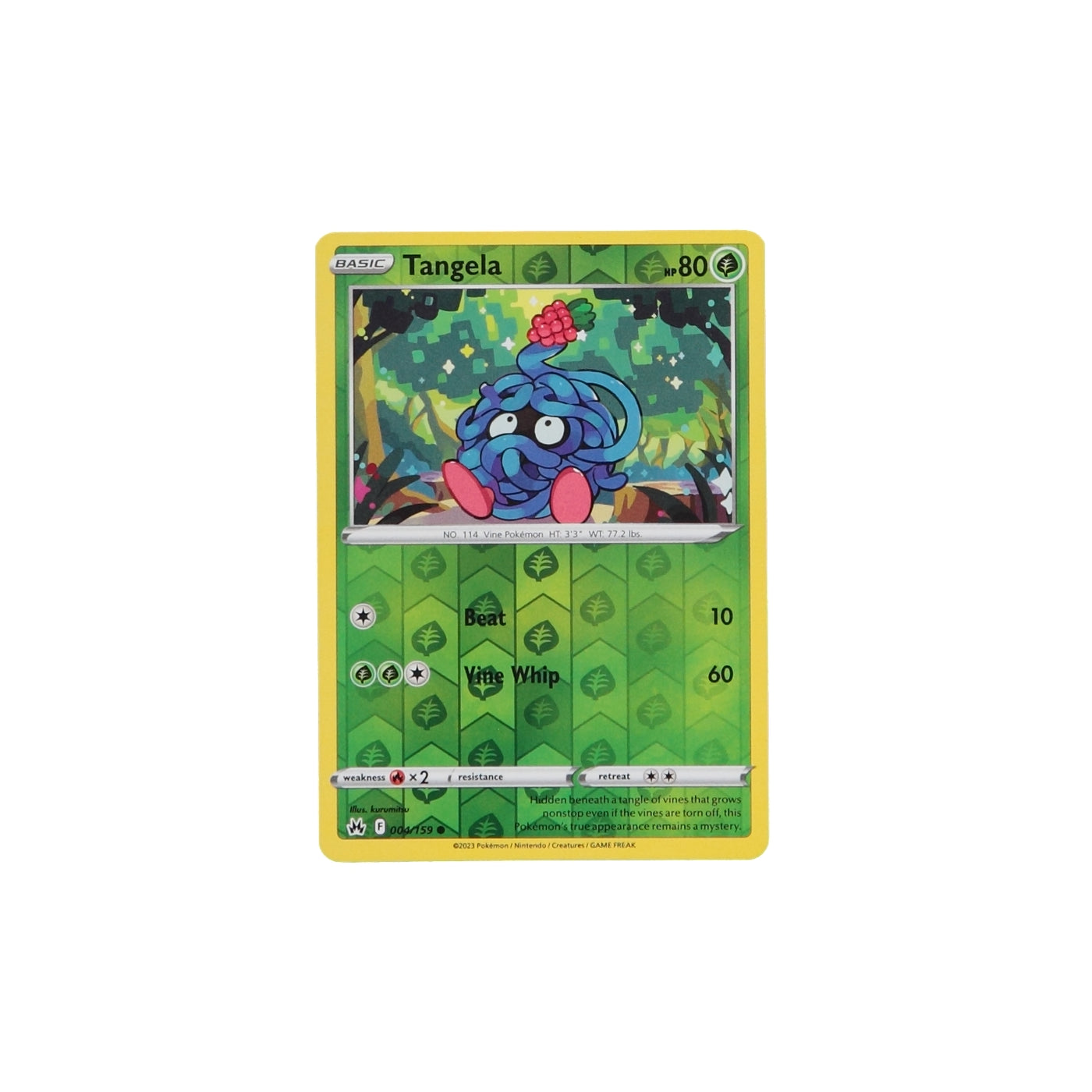 Pokemon TCG Crown Zenith 004/159 Tangela Rev Holo Card
