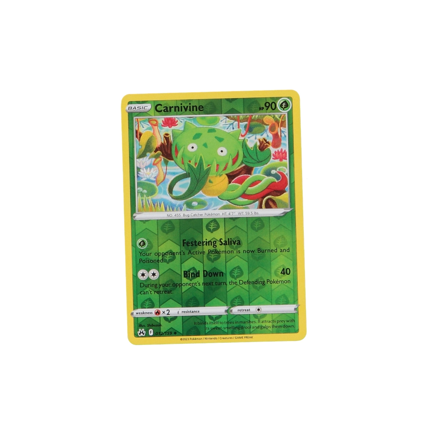 Pokemon TCG Crown Zenith 012/159 Carnivine Rev Holo Card - stylecreep.com