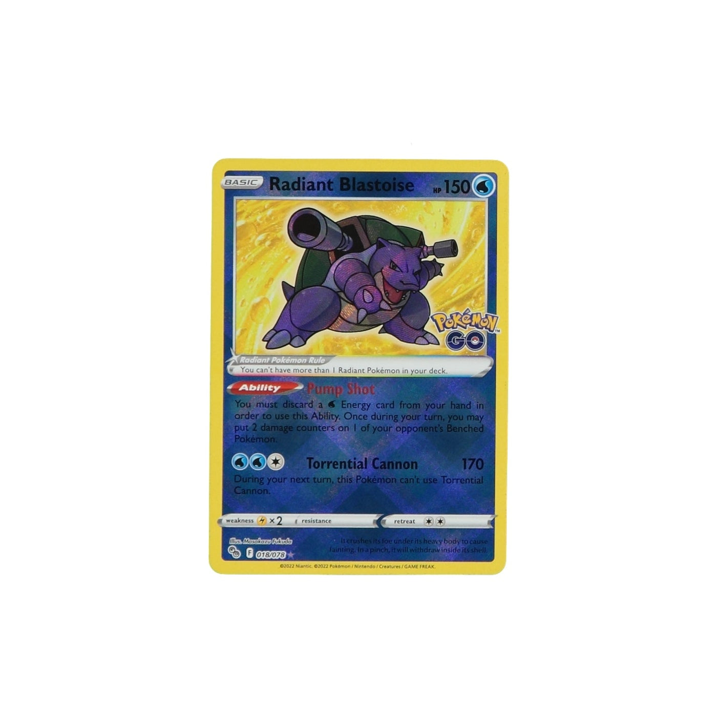 Pokemon TCG GO 018/078 Radiant Blastoise Card