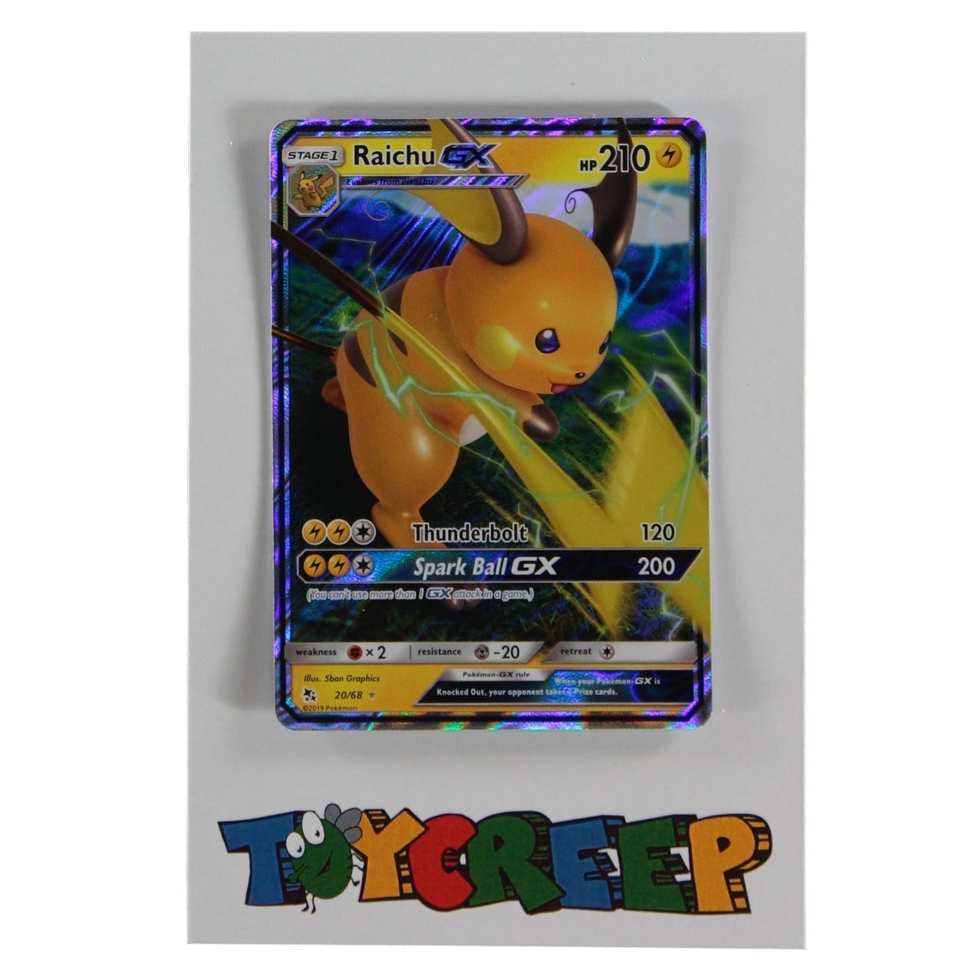 Pokemon TCG Hidden Fates 020/068 Raichu GX Card - stylecreep.com