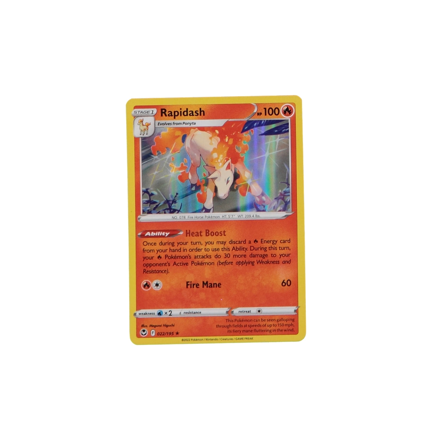 Pokemon TCG Silver Tempest 022/195 Rapidash Holo Card