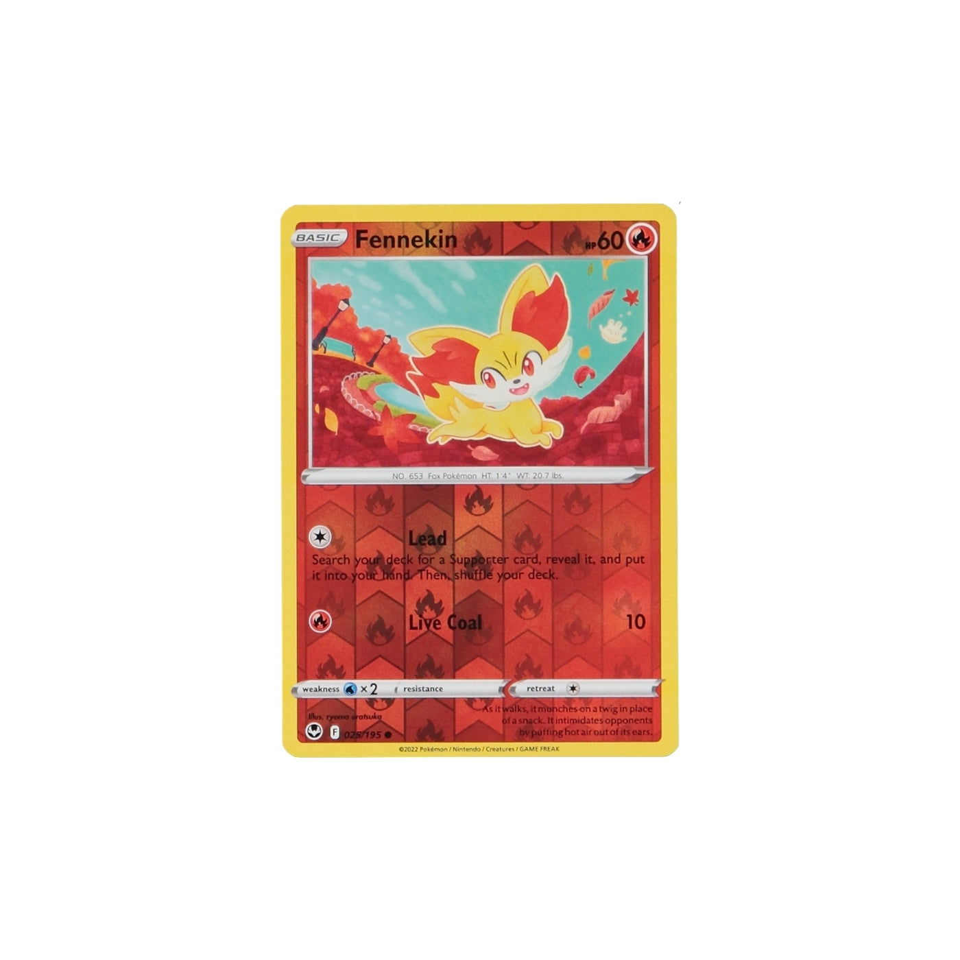 Pokemon TCG Silver Tempest 025/195 Fennekin Rev Holo Card - stylecreep.com