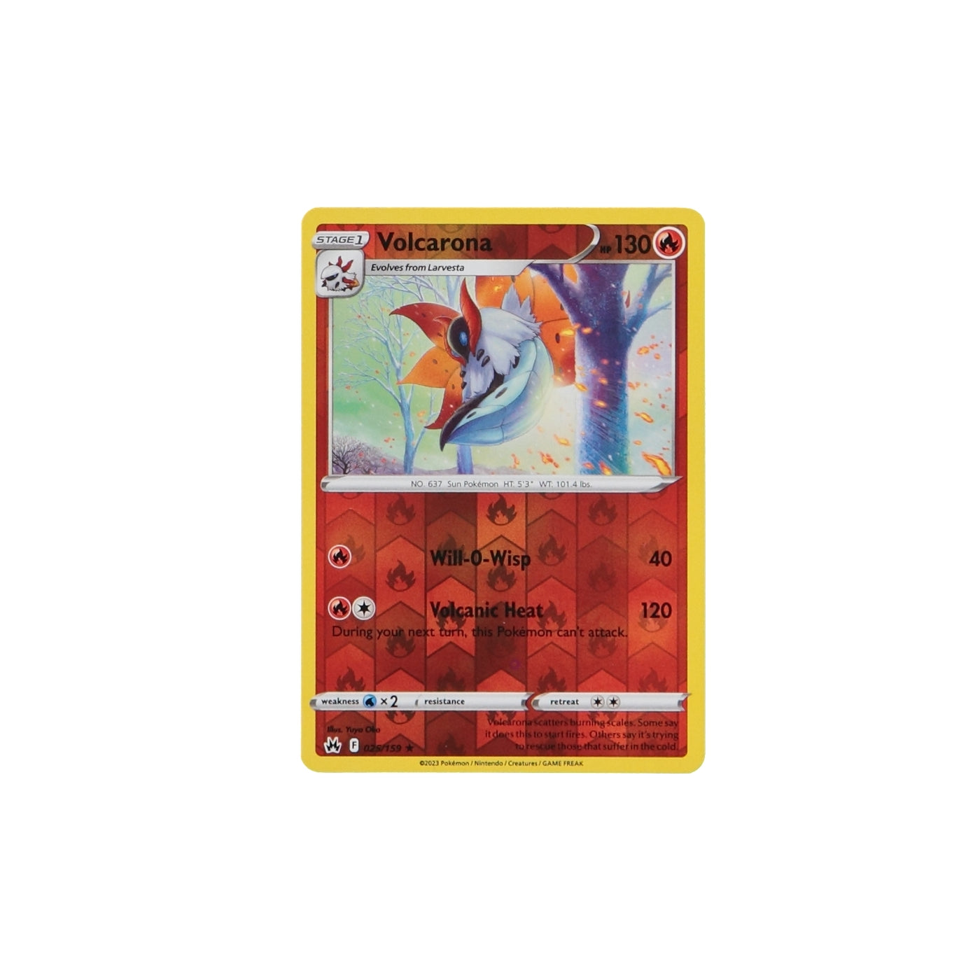 Pokemon TCG Crown Zenith 025/159 Volcarona Rev Holo Card