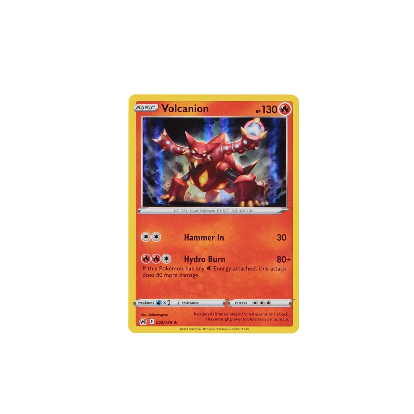 Pokemon TCG Crown Zenith 026/159 Volcanion Holo Card