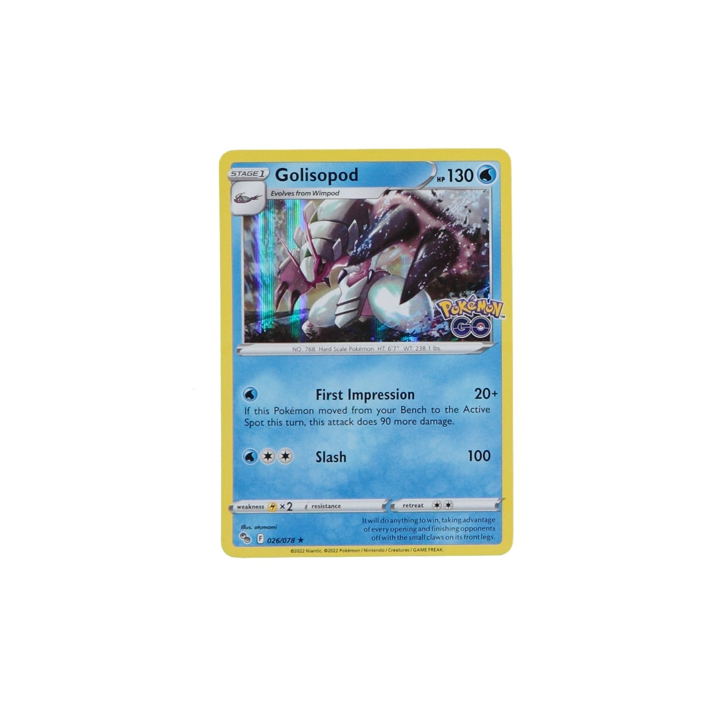 Pokemon TCG GO 026/078 Golisopod Holo Card