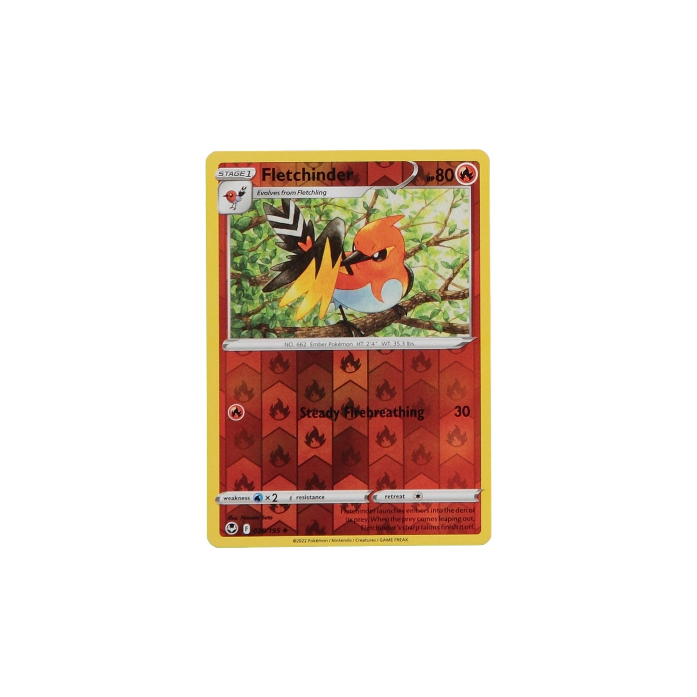 Pokemon TCG Silver Tempest 028/195 Fletchinder Rev Holo Card - stylecreep.com