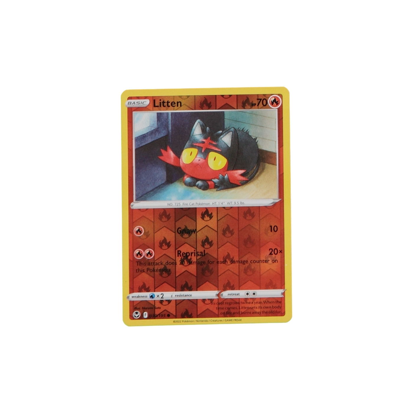 Pokemon TCG Silver Tempest 030/195 Litten Rev Holo Card - stylecreep.com