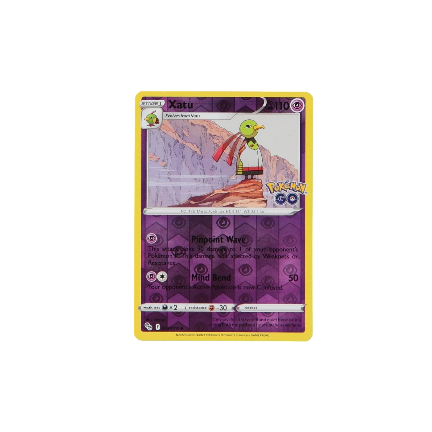 Pokemon TCG GO 033/078 Xatu Rev Holo Card - stylecreep.com