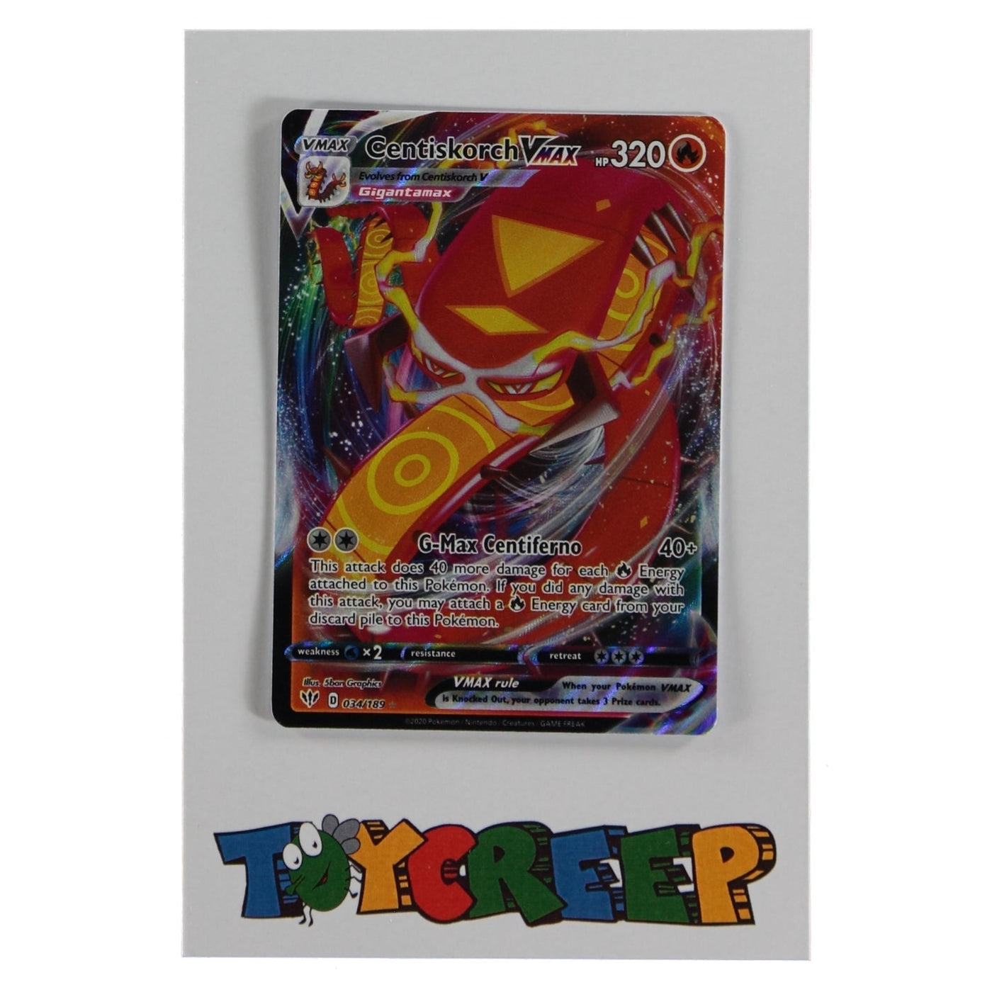 Pokemon TCG Darkness Ablaze 034/189 Centiskorch VMAX Card
