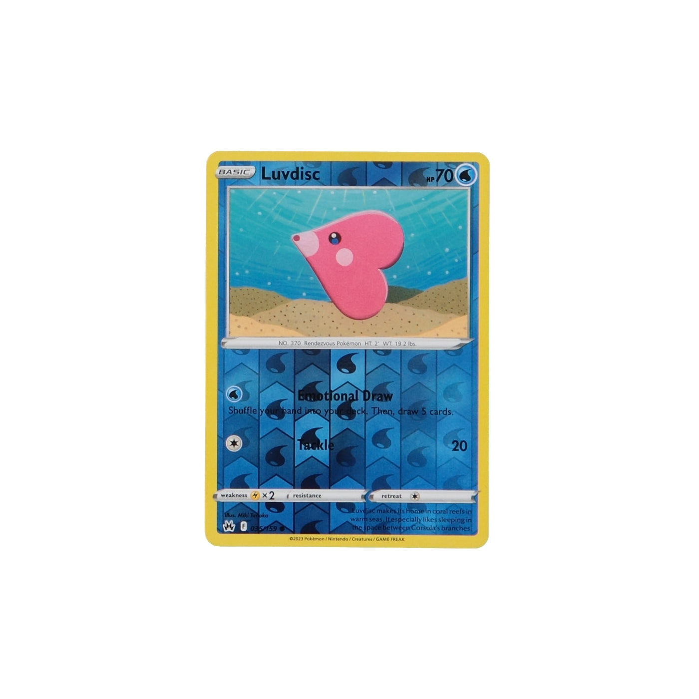 Pokemon TCG Crown Zenith 035/159 Luvdisc Rev Holo Card - stylecreep.com