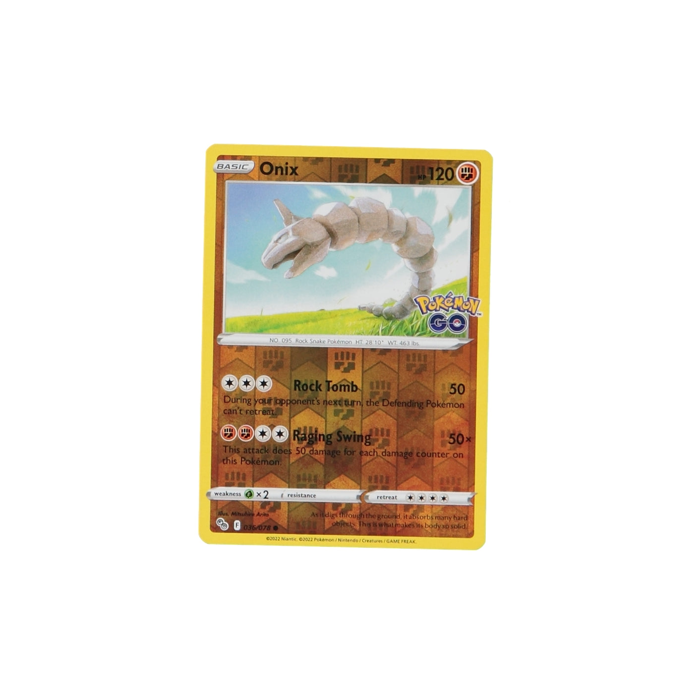 Pokemon TCG GO 036/078 Onix Rev Holo Card - stylecreep.com