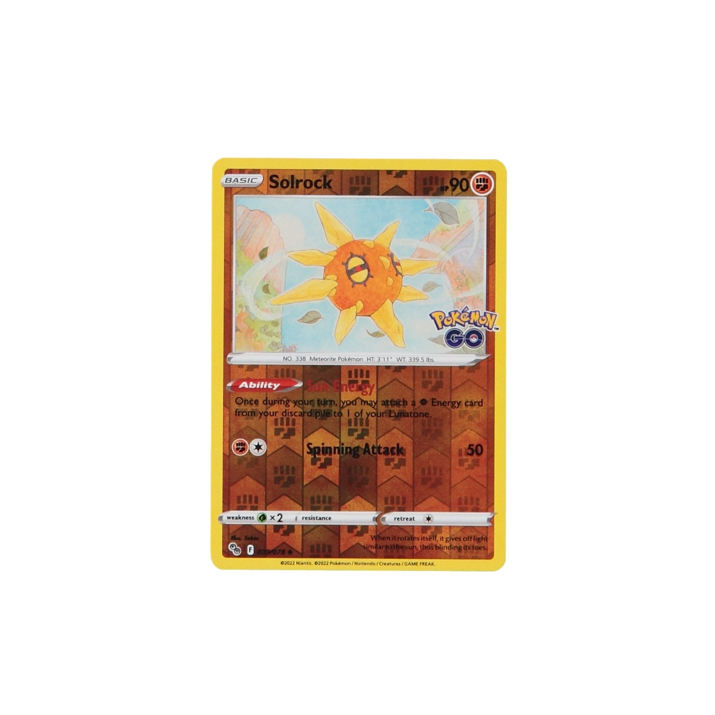 Pokemon TCG GO 039/078 Solrock Rev Holo Card