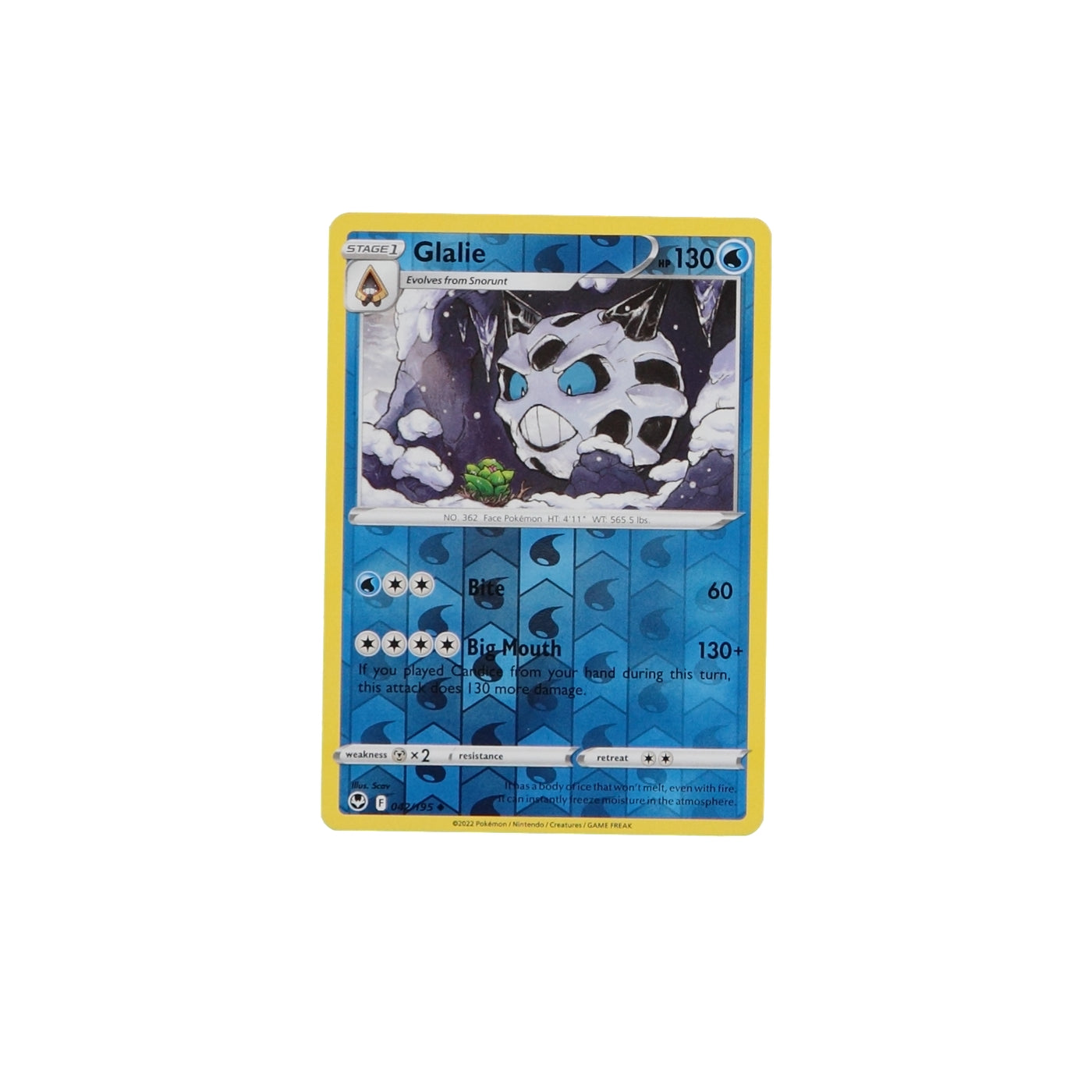 Pokemon TCG Silver Tempest 042/195 Glalie Rev Holo Card