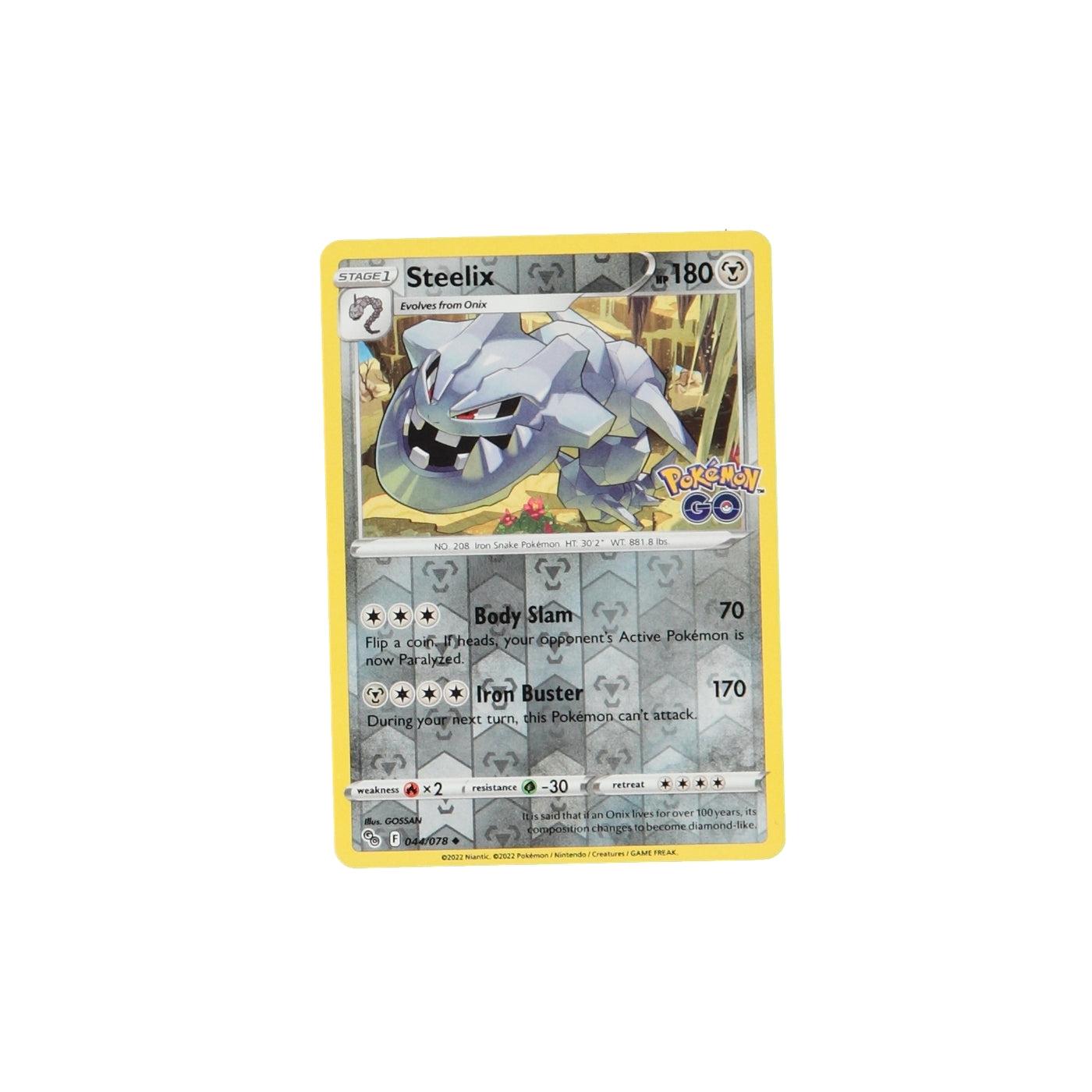 Pokemon TCG GO 044/078 Steelix Rev Holo Card - stylecreep.com
