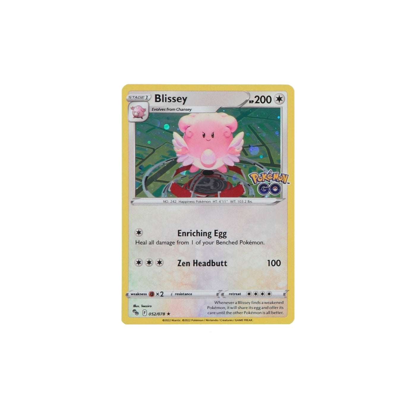 Pokemon TCG GO 052/078 Blissey Holo Card