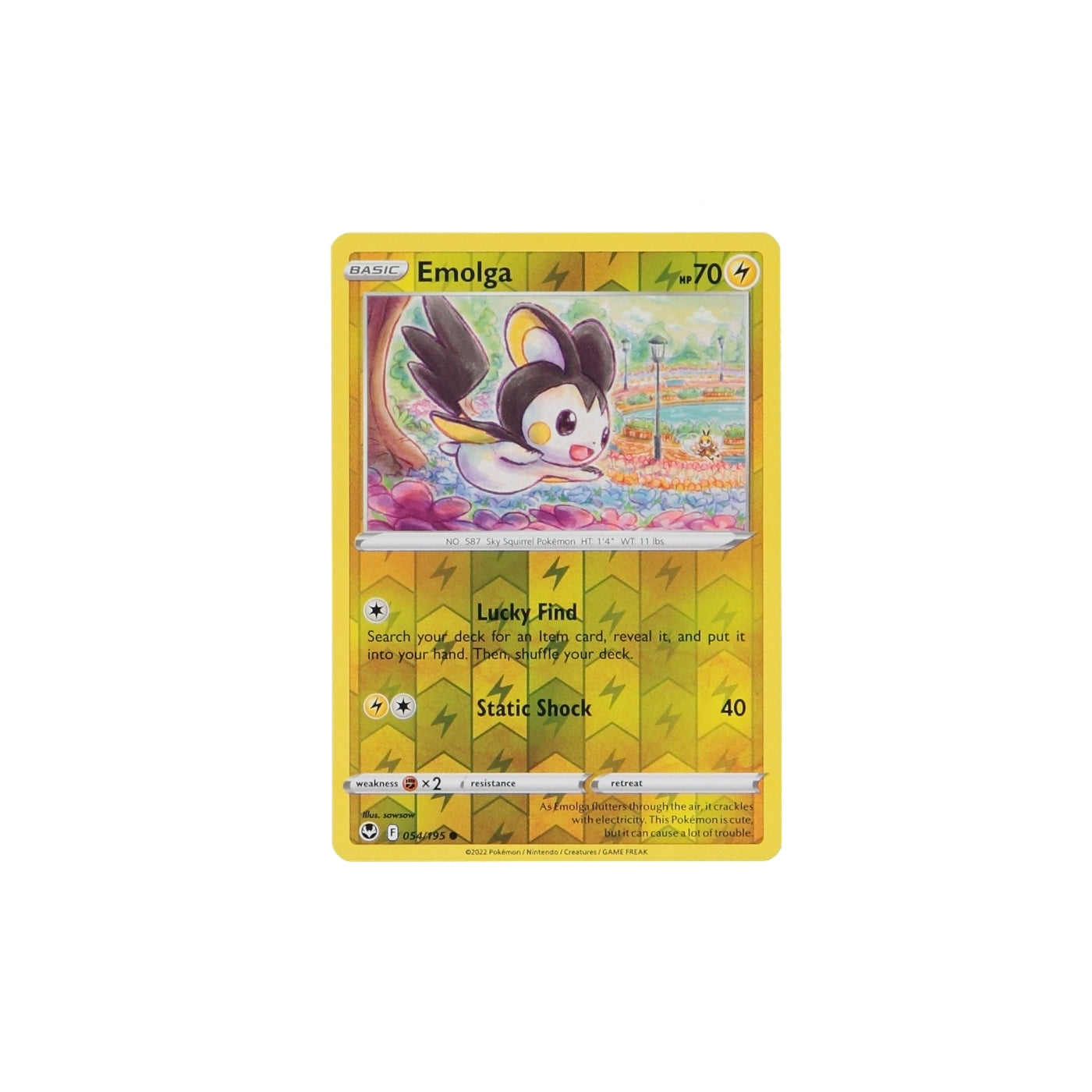 Pokemon TCG Silver Tempest 054/195 Emolga Rev Holo Card