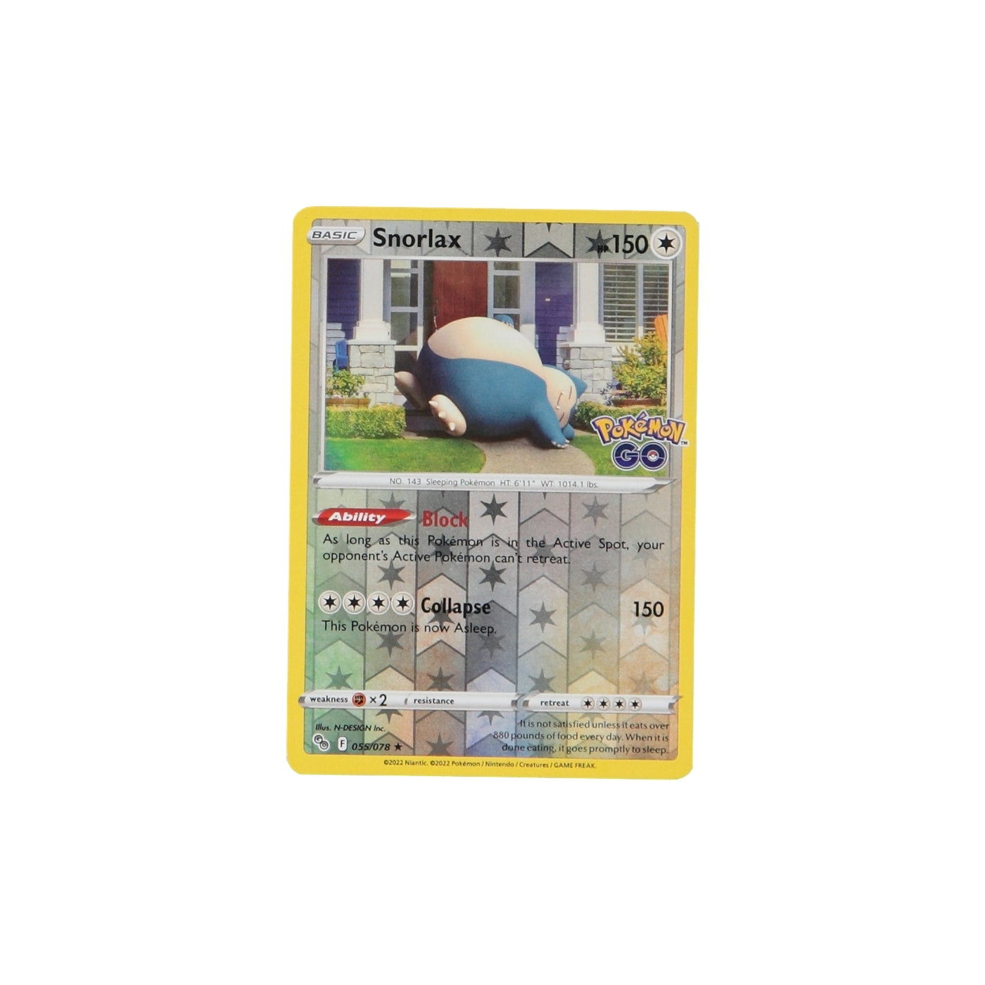 Pokemon TCG GO 055/078 Snorlax Rev Holo Card - stylecreep.com