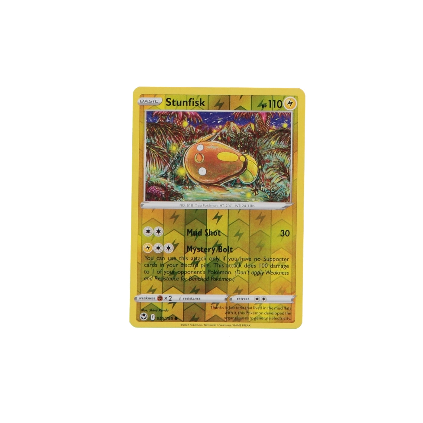Pokemon TCG Silver Tempest 055/195 Stunfisk Rev Holo Card - stylecreep.com