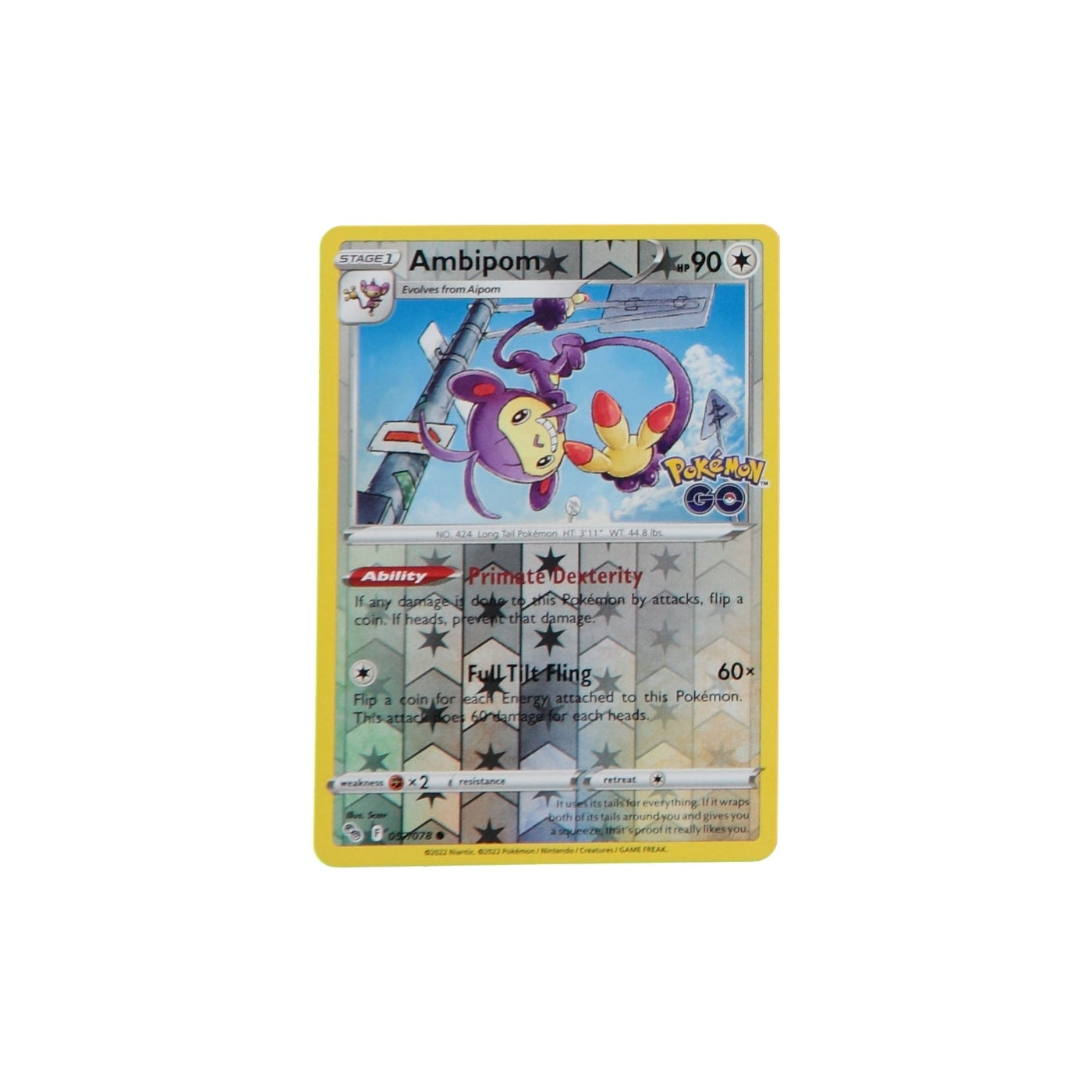 Pokemon TCG GO 057/078 Ambipom Rev Holo Card - stylecreep.com