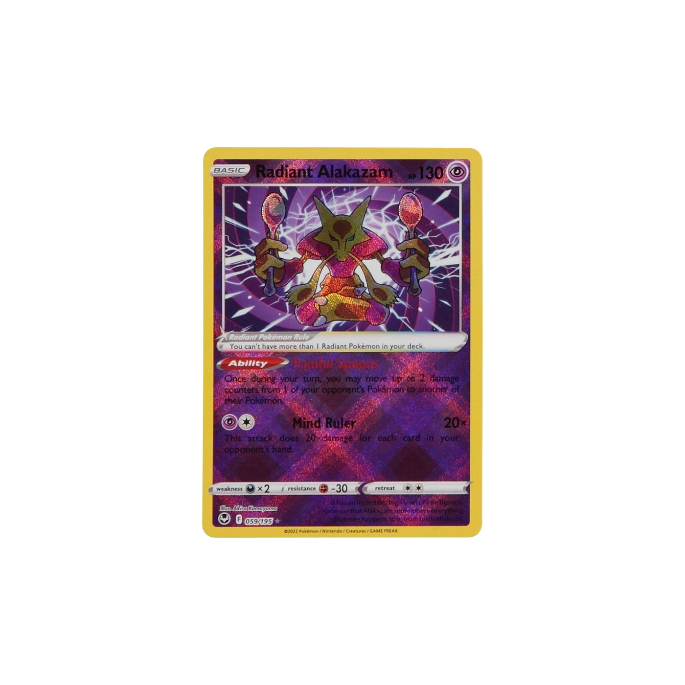Pokemon TCG Silver Tempest 059/195 Radiant Alakazam Card