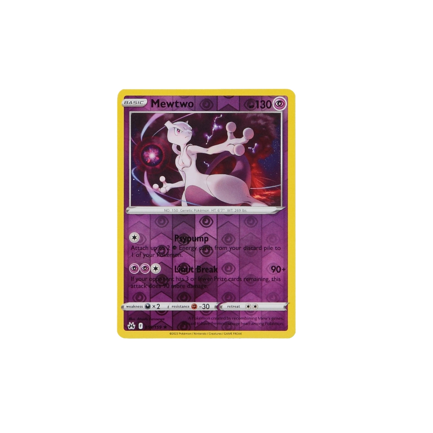 Pokemon TCG Crown Zenith 059/159 Mewtwo Rev Holo Card - stylecreep.com