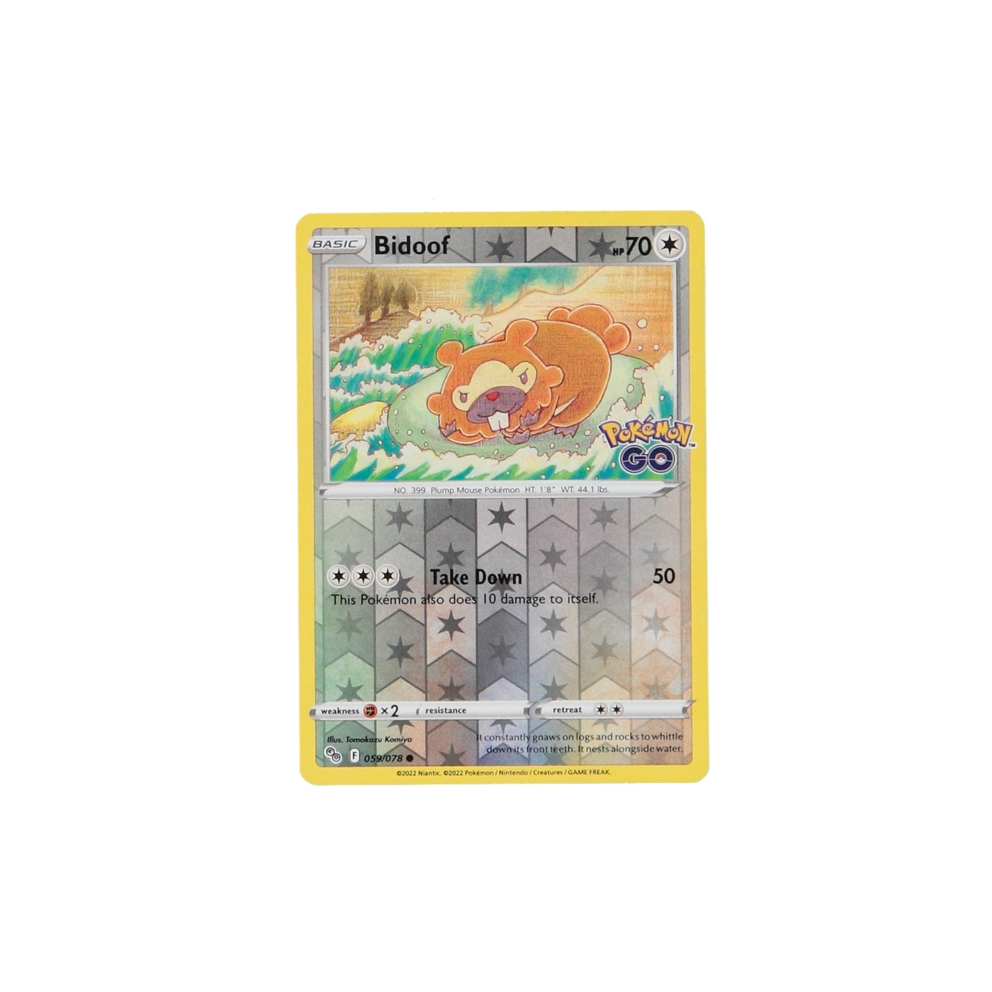 Pokemon TCG GO 059/078 Bidoof Rev Holo Card - stylecreep.com