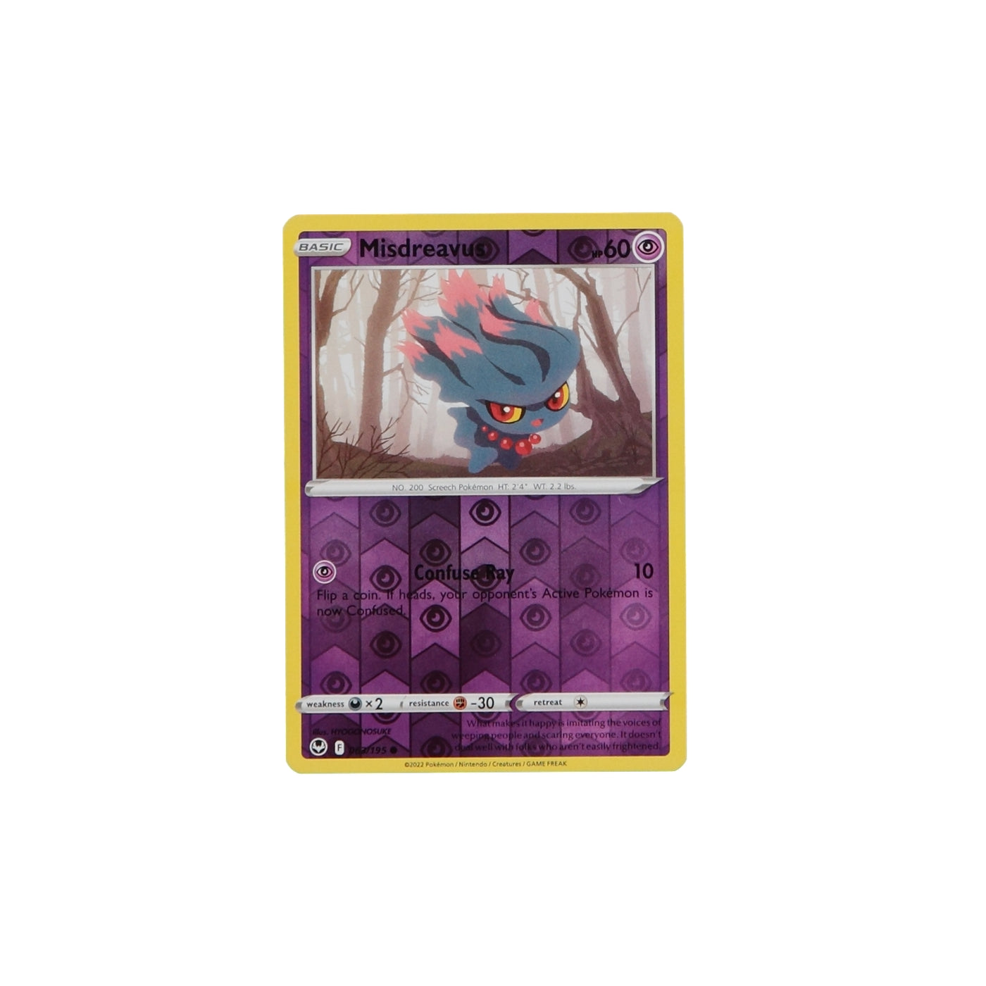 Pokemon TCG Silver Tempest 063/195 Misdreavus Rev Holo Card - stylecreep.com