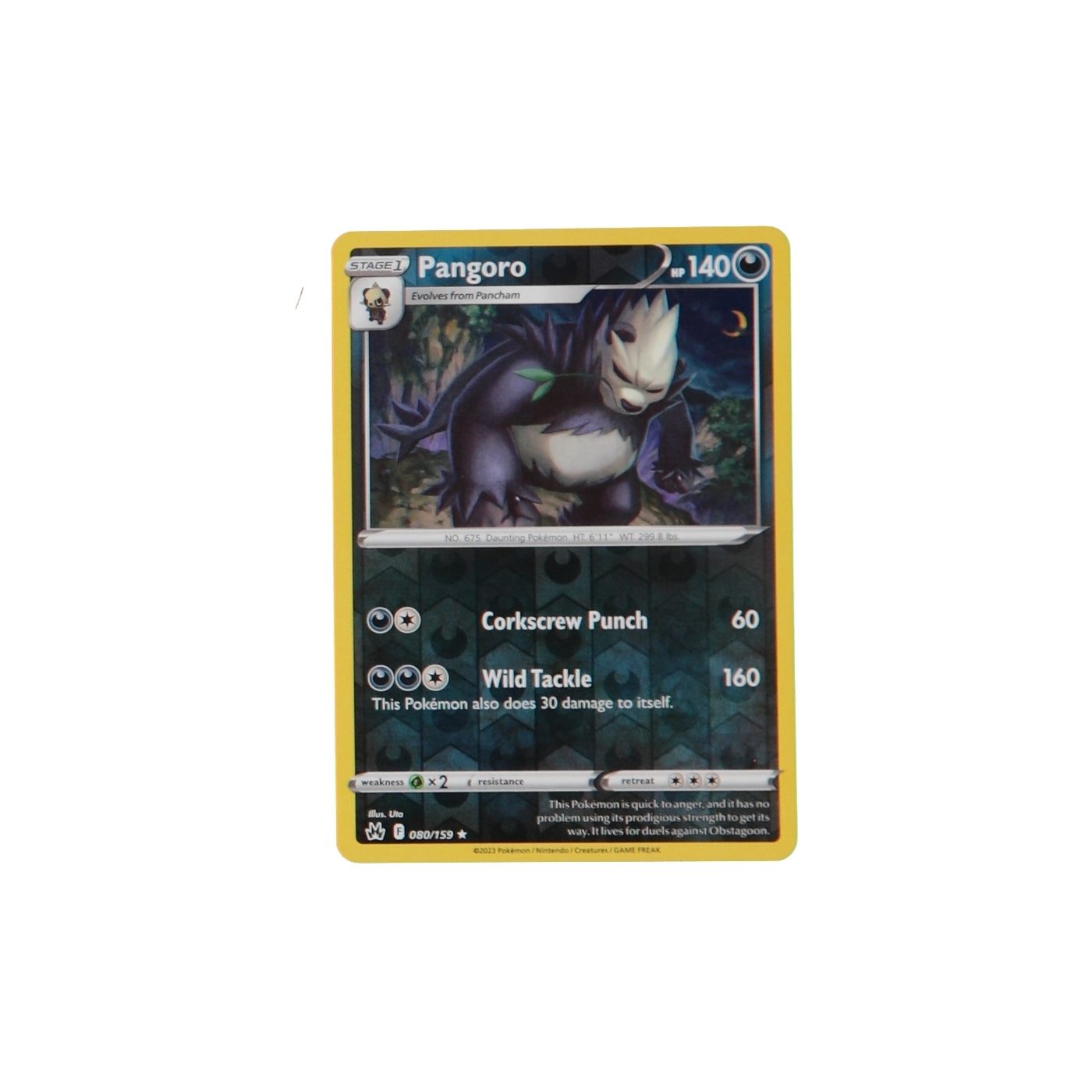 Pokemon TCG Crown Zenith 080/159 Pangoro Rev Holo Card
