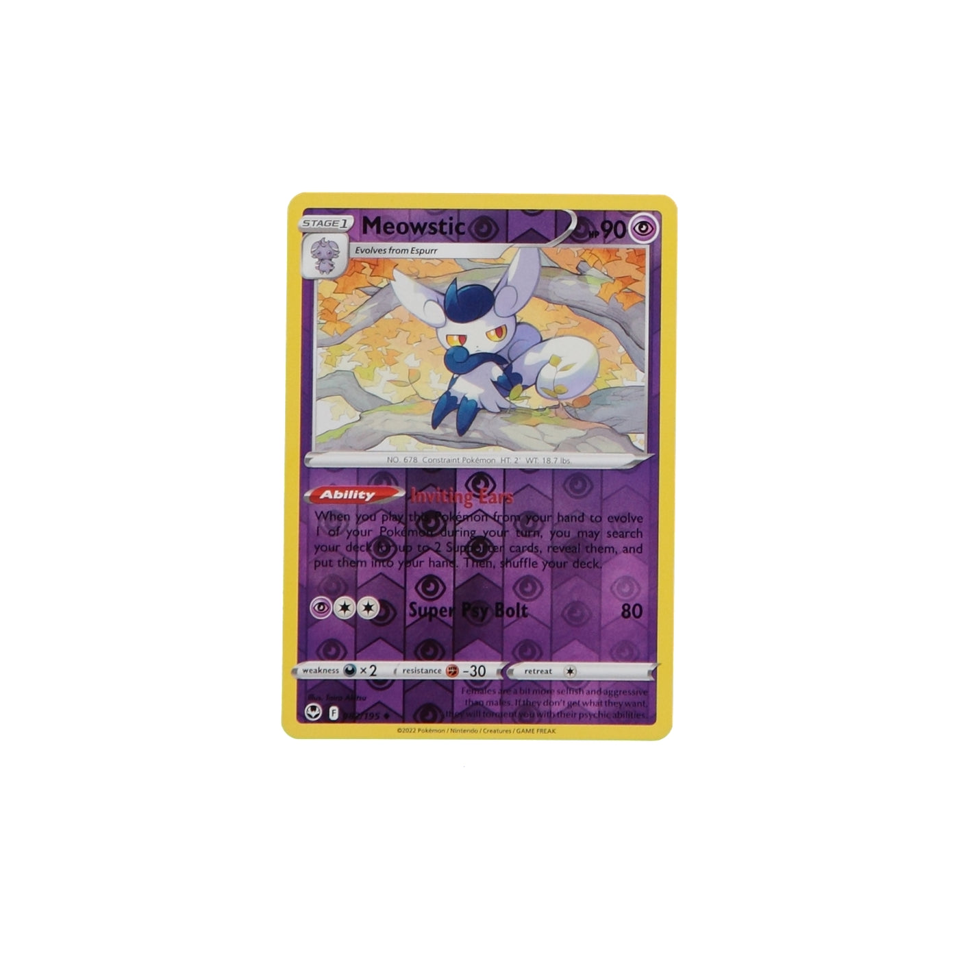 Pokemon TCG Silver Tempest 082/195 Meowstic Rev Holo Card - stylecreep.com