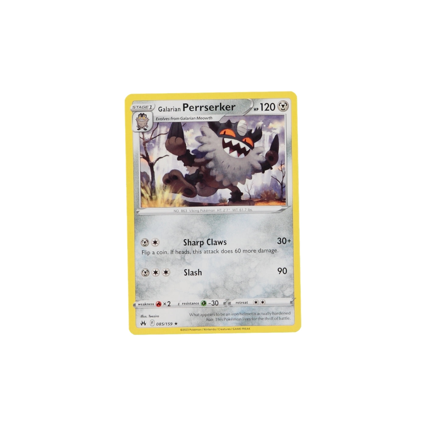Pokemon TCG Crown Zenith 085/159 Galarian Perrserker Card - stylecreep.com