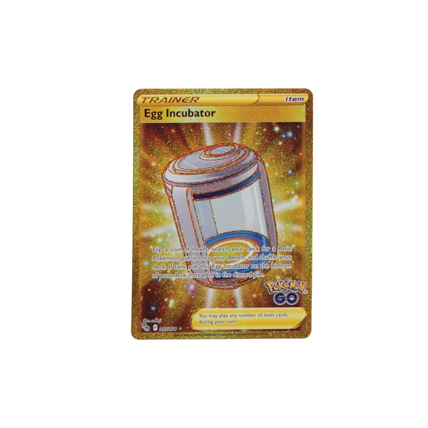 Pokemon TCG GO 087/078 Egg Incubator Trainer Gold Card - stylecreep.com