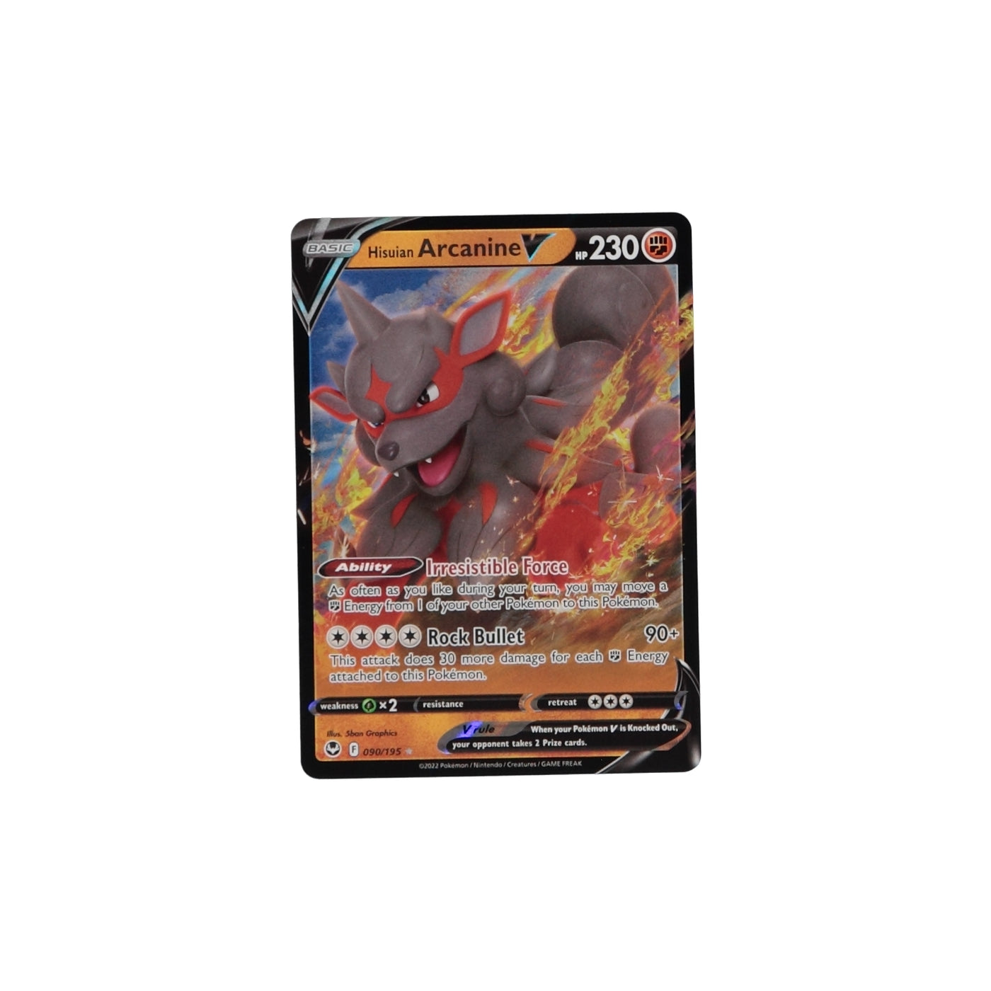 Pokemon TCG Silver Tempest 090/195 Hisuian Arcanine V Card