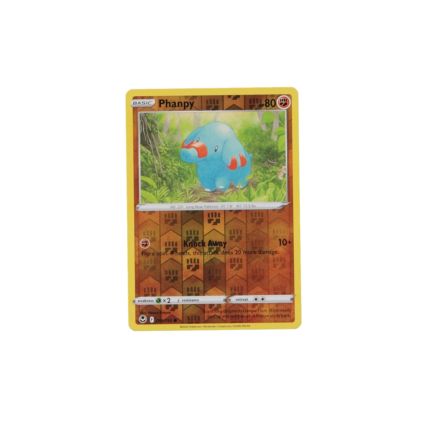 Pokemon TCG Silver Tempest 091/195 Phanpy Rev Holo Card