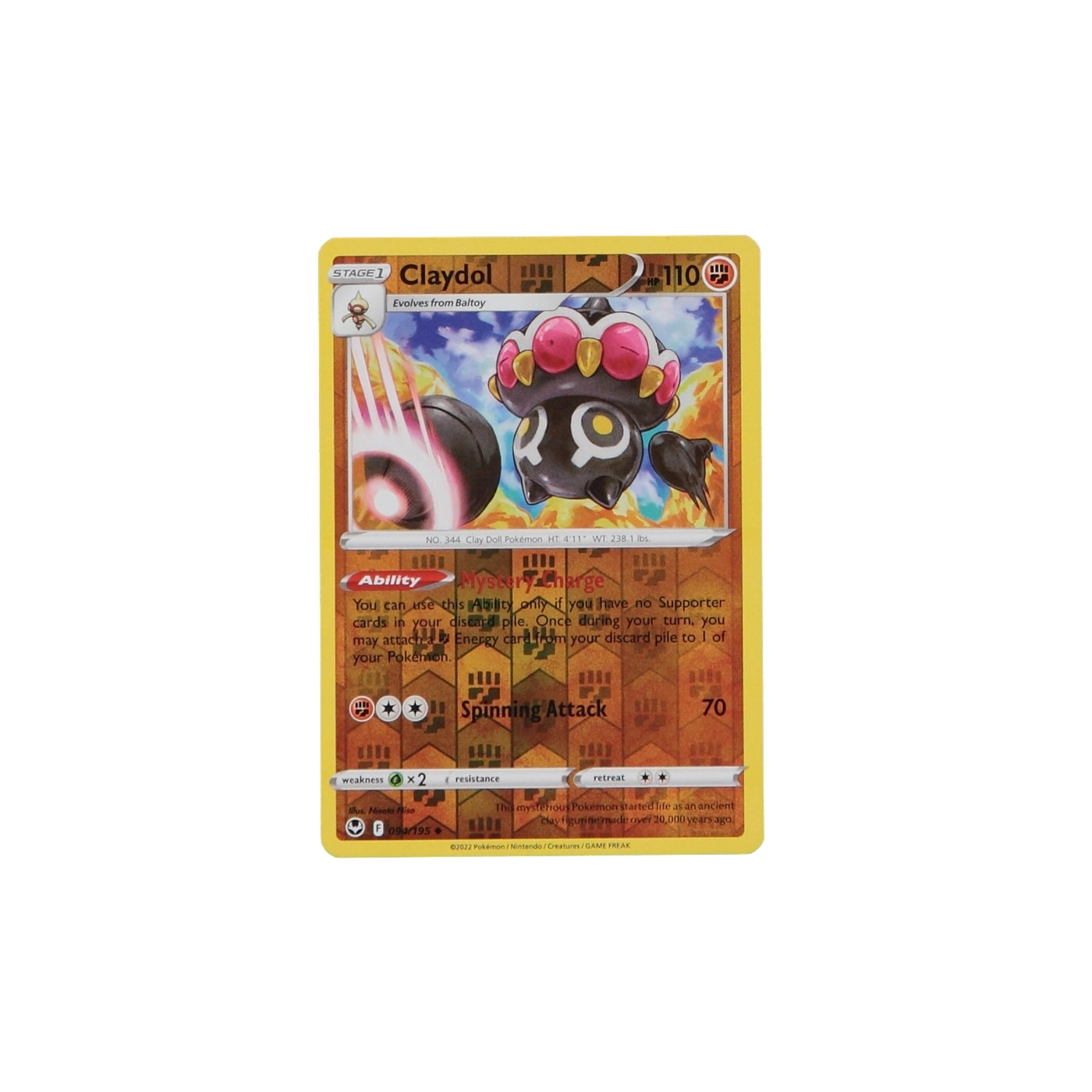 Pokemon TCG Silver Tempest 094/195 Claydol Rev Holo Card - stylecreep.com