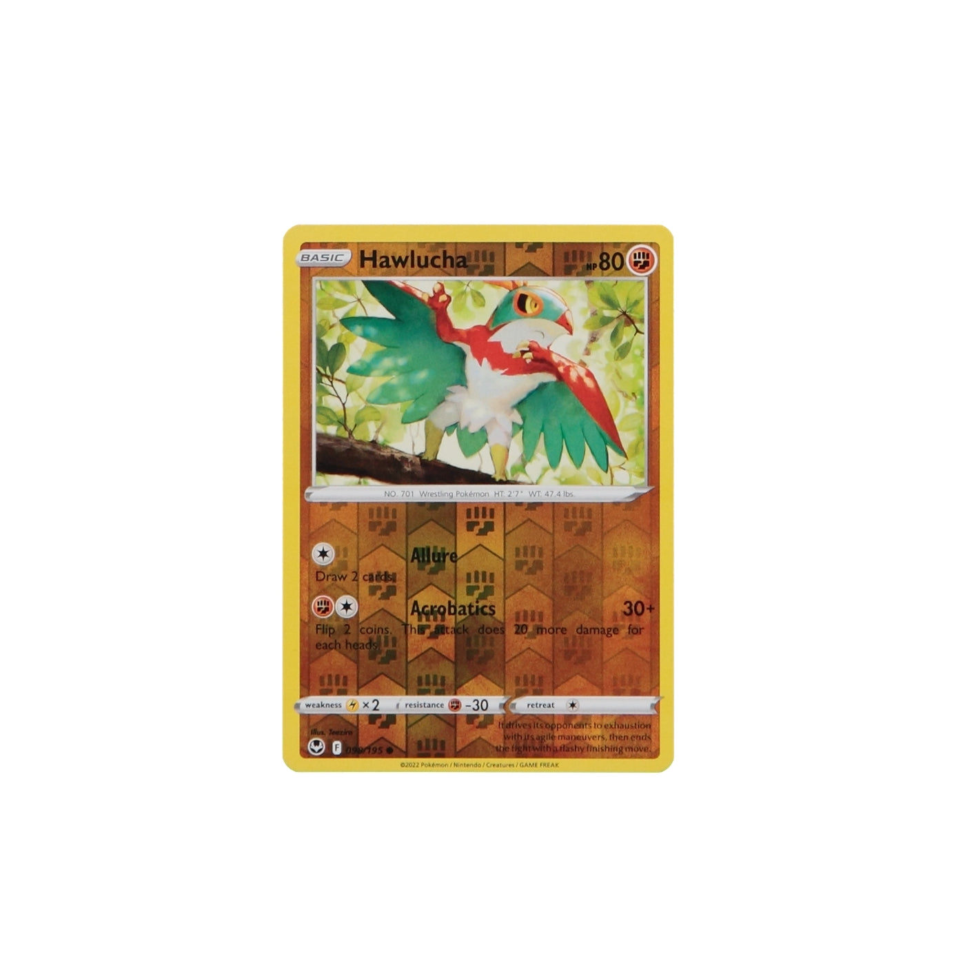 Pokemon TCG Silver Tempest 098/195 Hawlucha Rev Holo Card - stylecreep.com