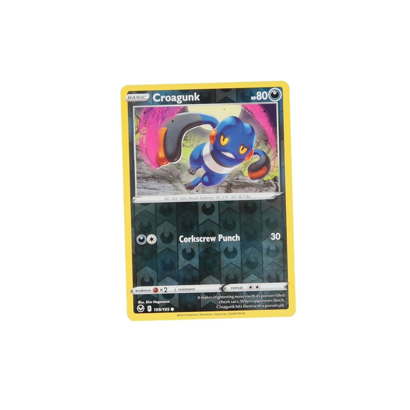 Pokemon TCG Silver Tempest 109/195 Croagunk Rev Holo Card - stylecreep.com