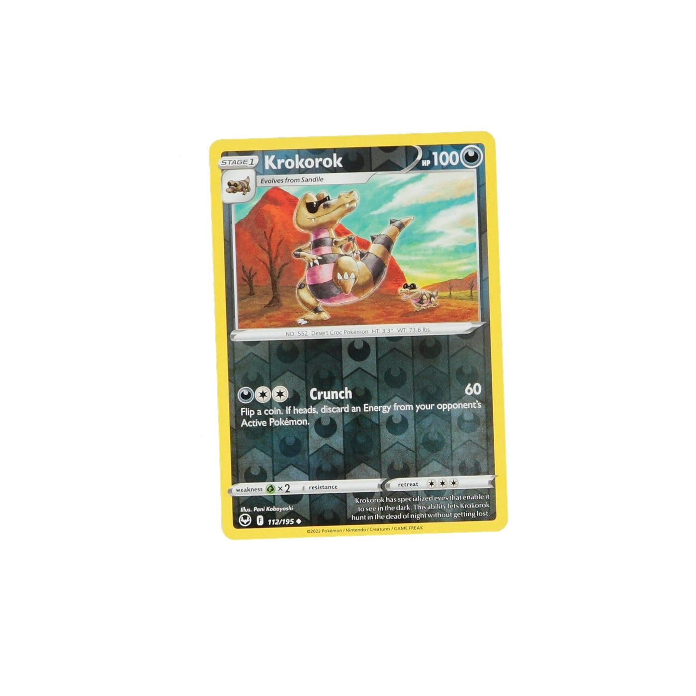 Pokemon TCG Silver Tempest 112/195 Krokorok Rev Holo Card