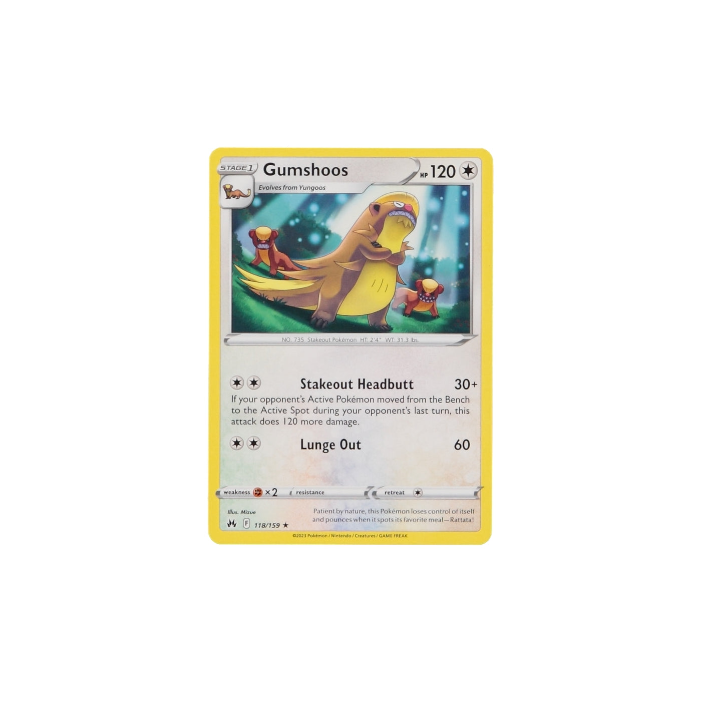 Pokemon TCG Crown Zenith 118/159 Gumshoos Card - stylecreep.com