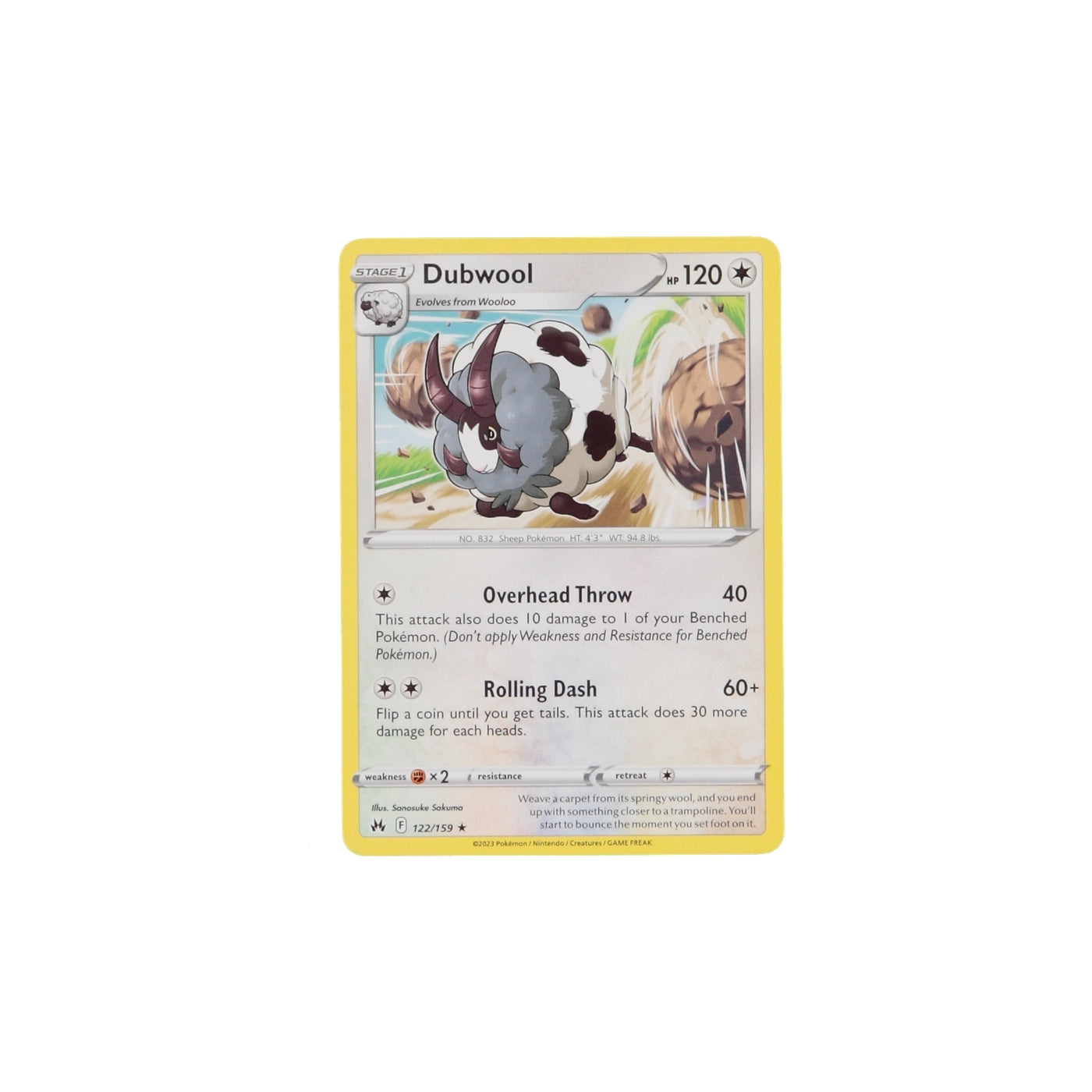 Pokemon TCG Crown Zenith 122/159 Dubwool Card - stylecreep.com