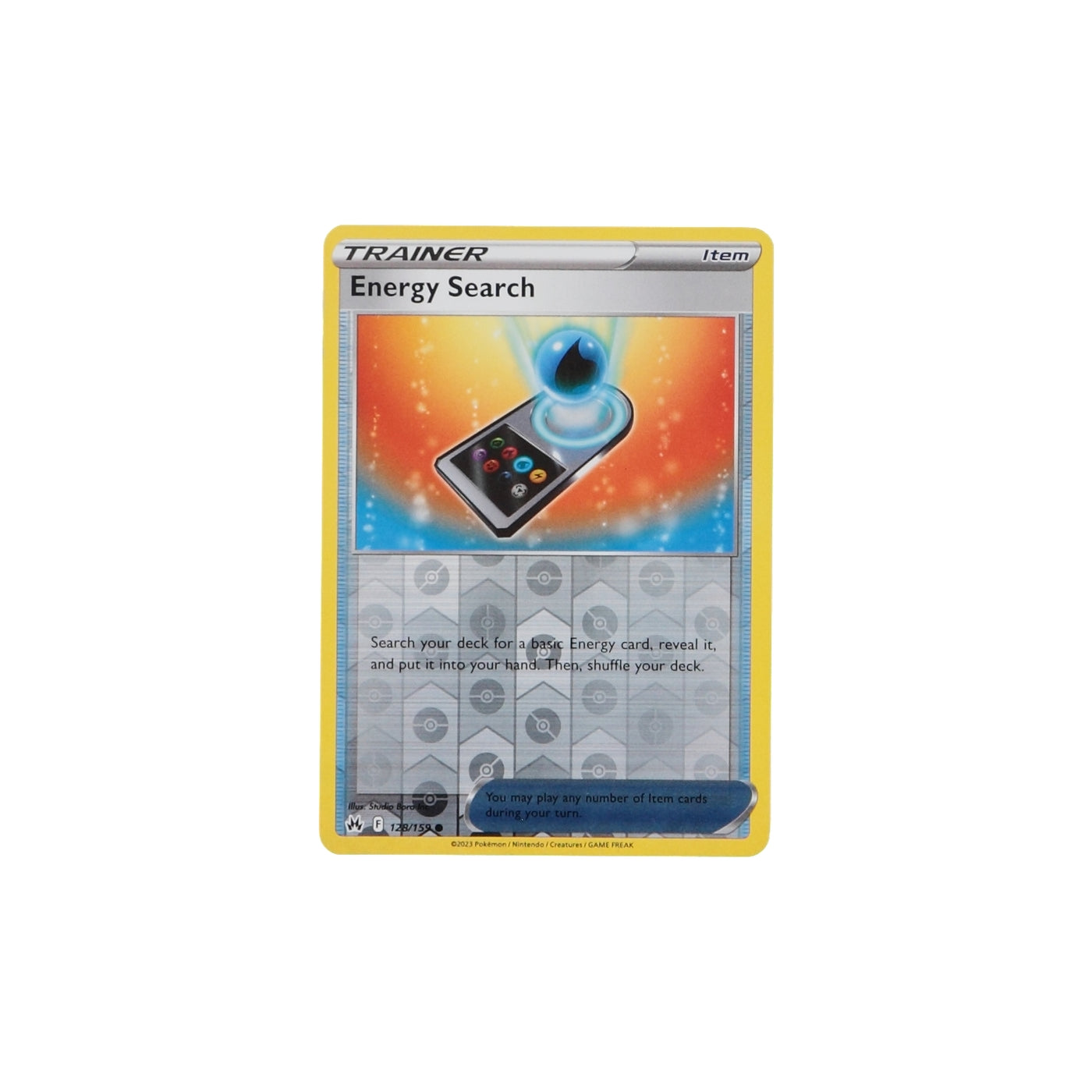 Pokemon TCG Crown Zenith 128/159 Energy Search Rev Holo Card