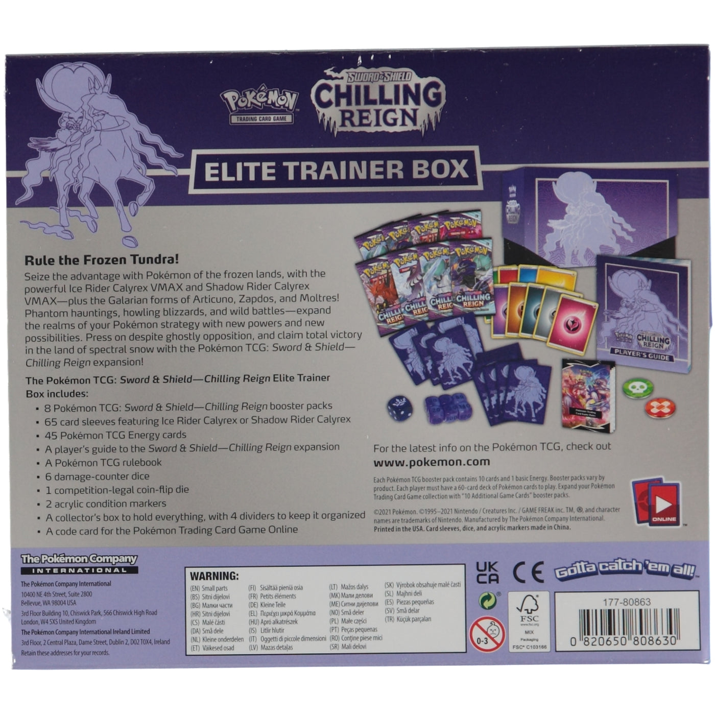 Pokemon TCG Sword & Shield Chilling Reign Elite Trainer Box - Purple - stylecreep.com