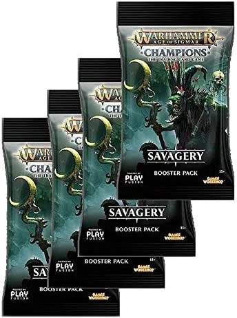 Warhammer Age of Sigma Champions TCG Savagery Booster Pack Bundle (4 Packs)