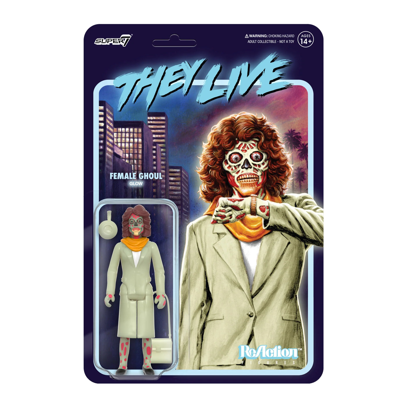 Super7 ReAction Action Figure - They Live - GITD Female Ghoul